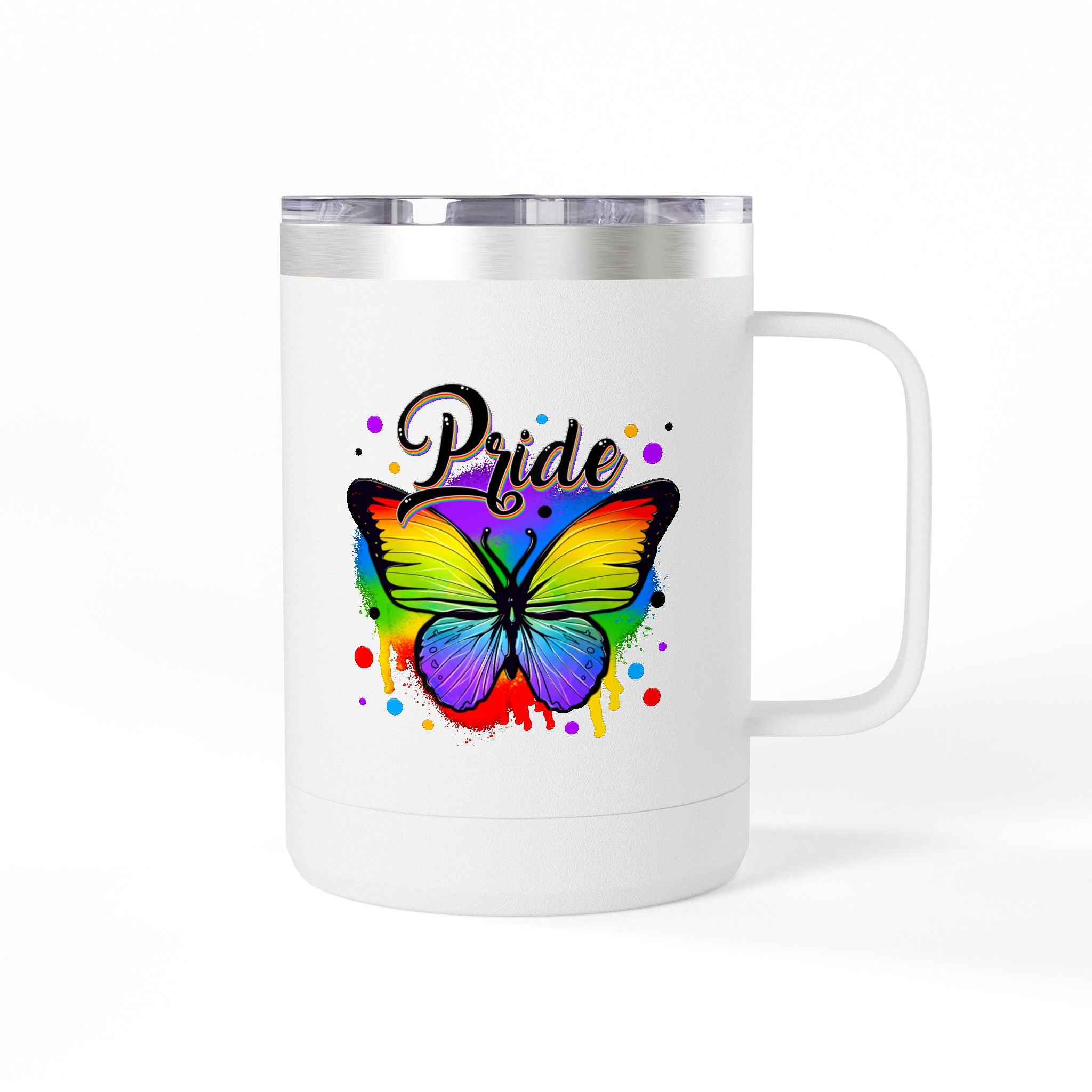 Pride Rainbow Butterfly 15oz Travel Mug