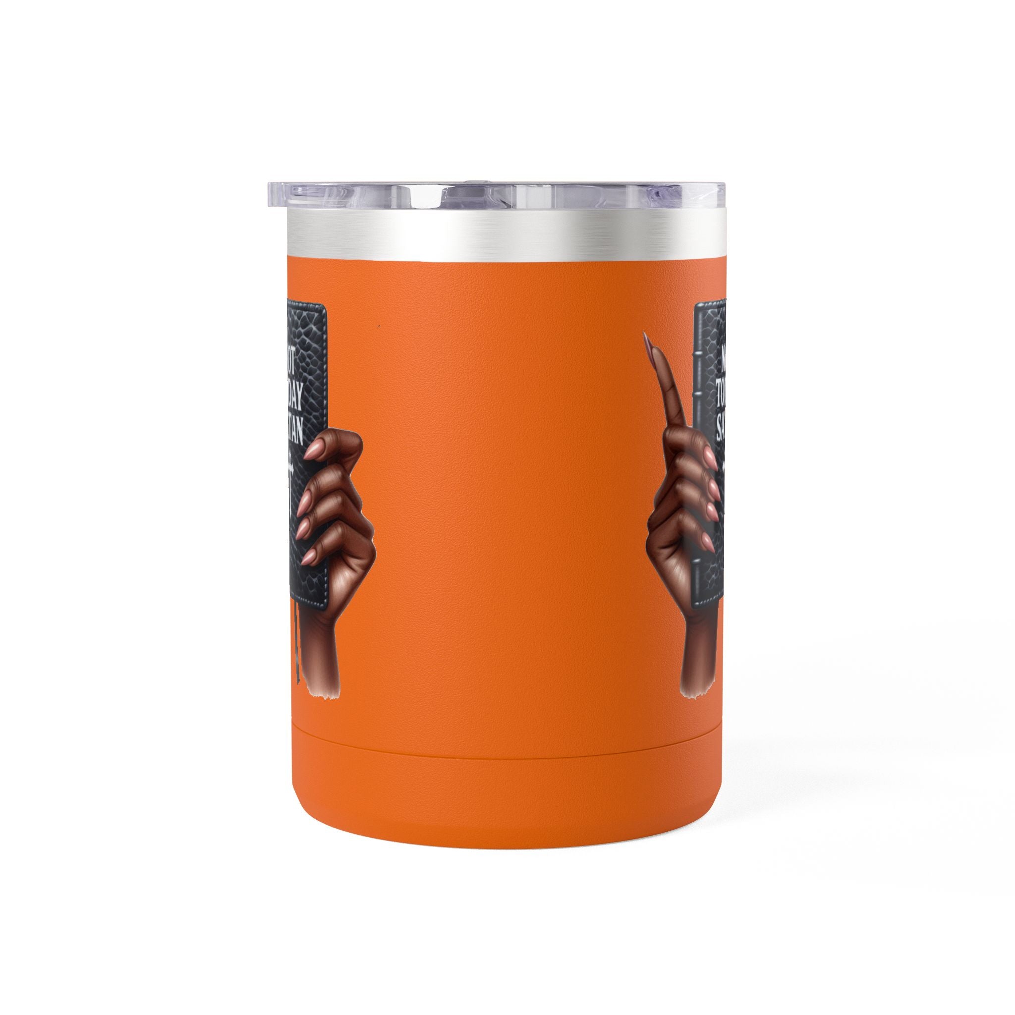 Not Today Satan Mug Tumbler — 15oz Insulated Coffee Cup with Bible Graphic
