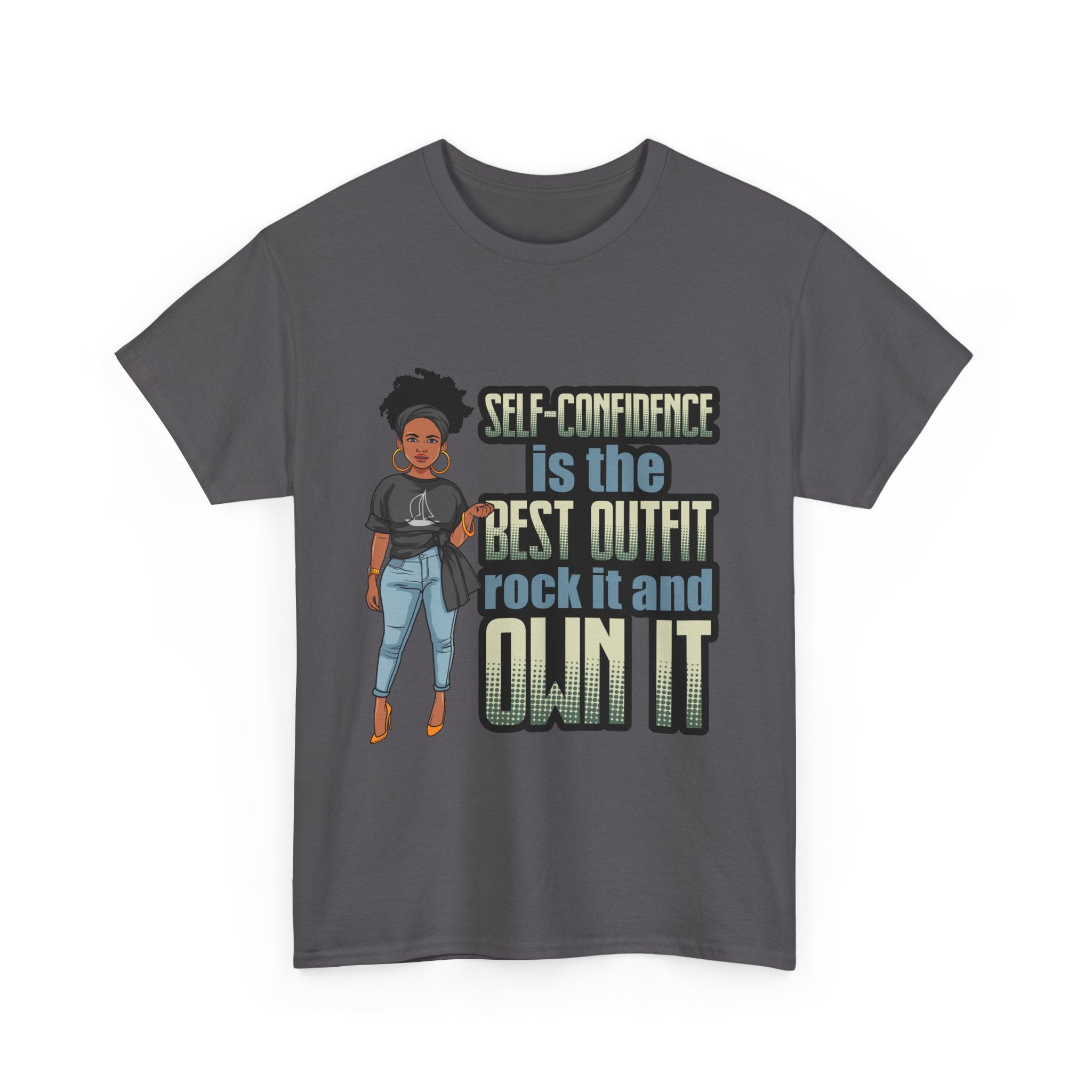 "Self-Confidence" Tee, Motivational T-Shirt, Unisex Heavy Cotton Tee, Casual Wear, Gift for Her, Empowerment Shirt