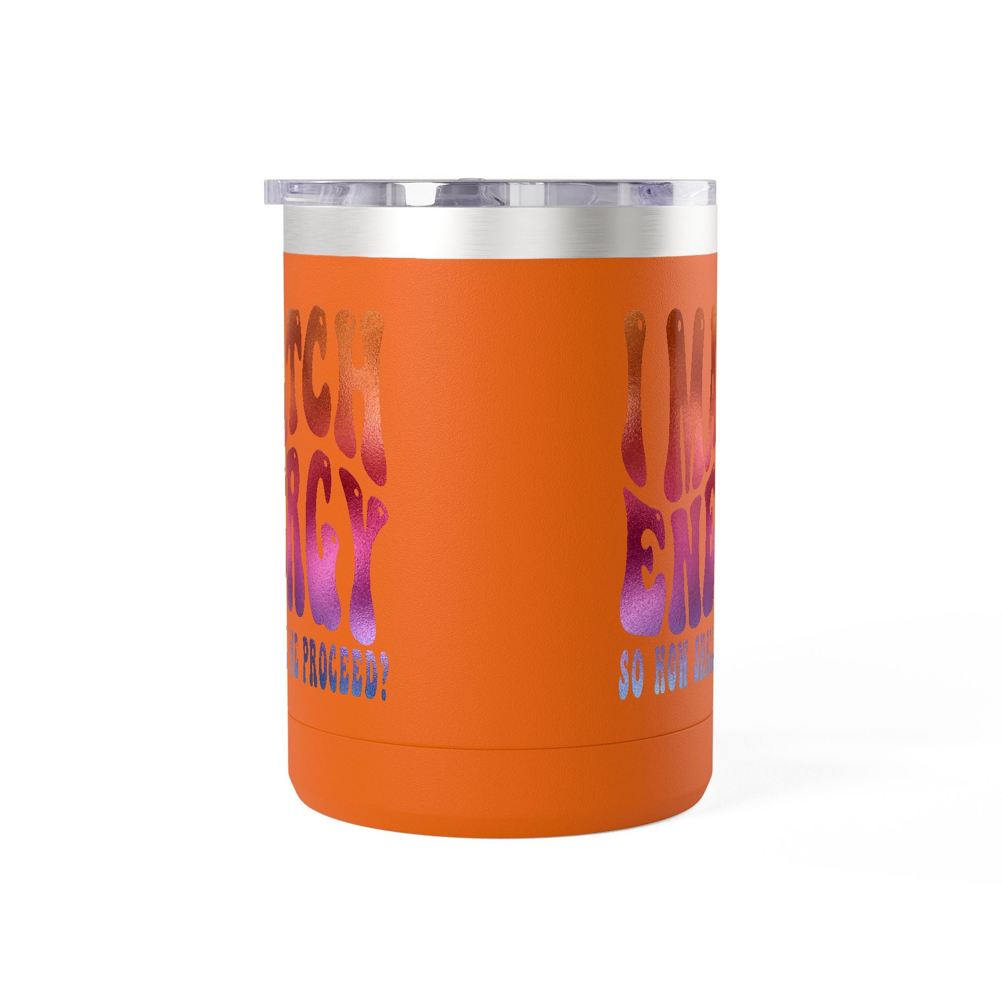 Travel Mug — "I Match Energy (So How Shall We Proceed?)" Gradient Retro Coffee Tumbler, 15oz