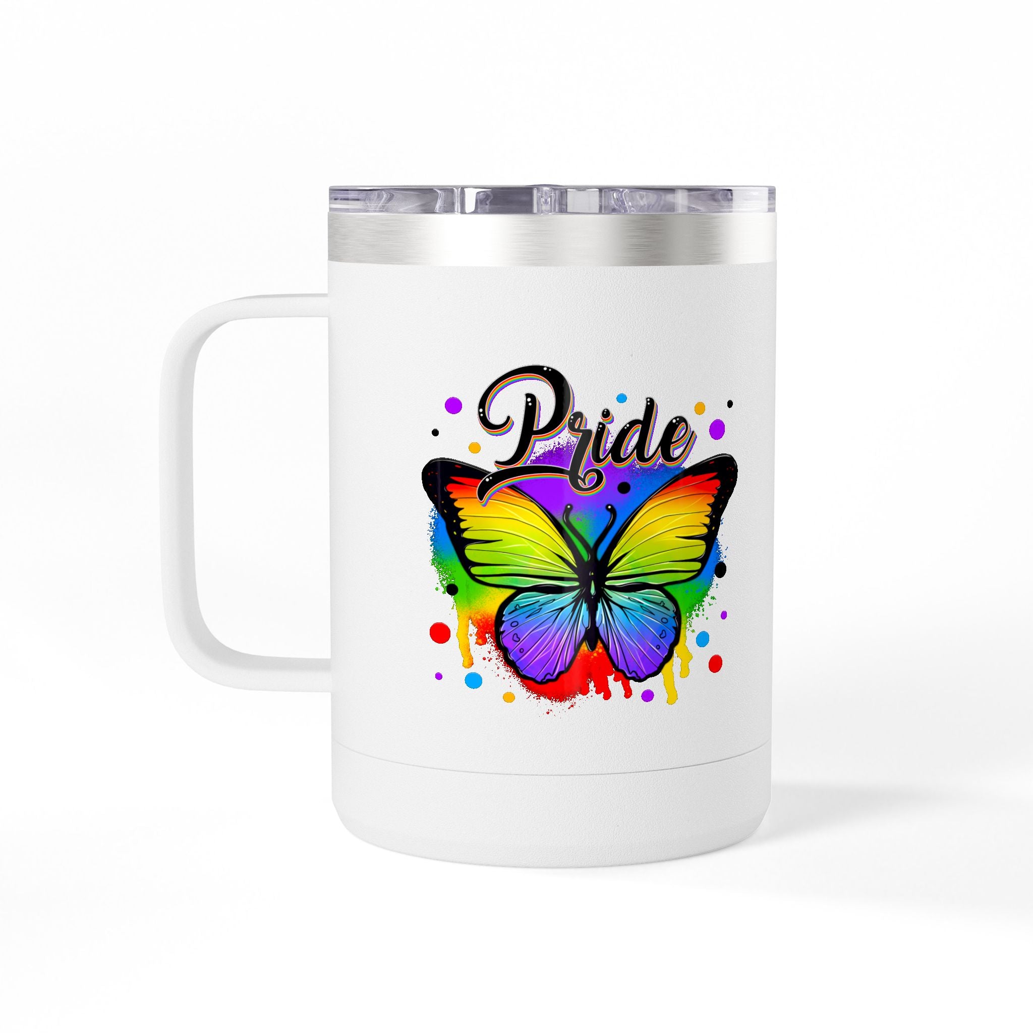 Pride Rainbow Butterfly 15oz Travel Mug