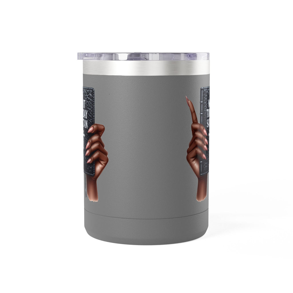 Not Today Satan Mug Tumbler — 15oz Insulated Coffee Cup with Bible Graphic