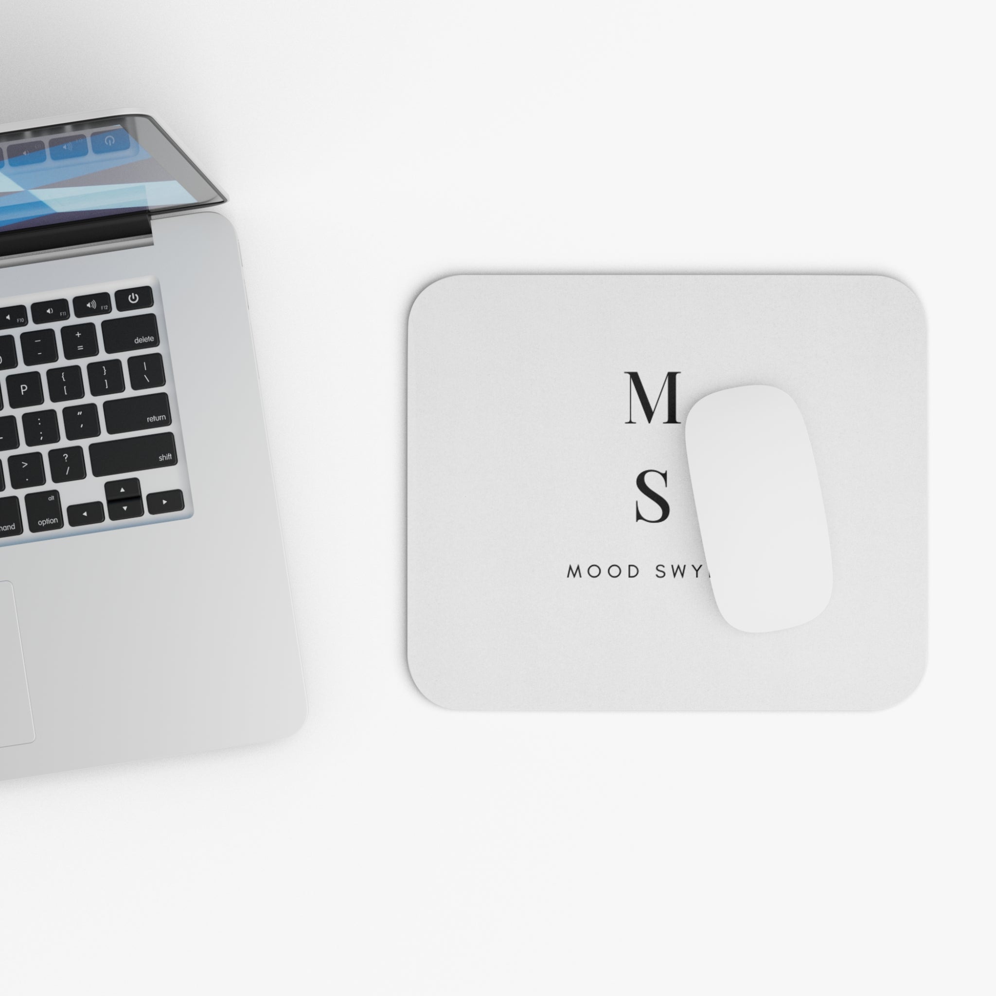 Minimal Monogram Mouse Pad — "M S" Mood Swyngz Desk Mat