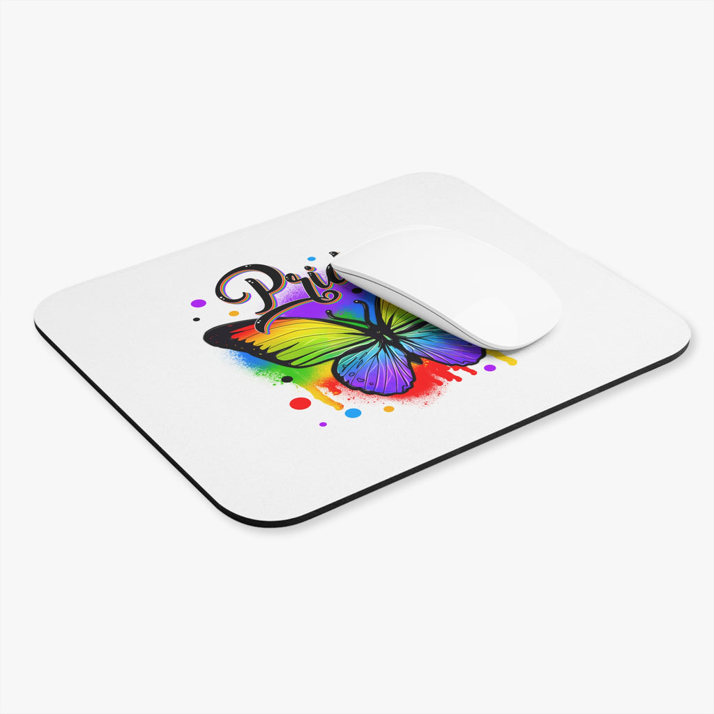 Pride Rainbow Butterfly Mouse Pad — Colorful LGBTQ+ Desk Mat