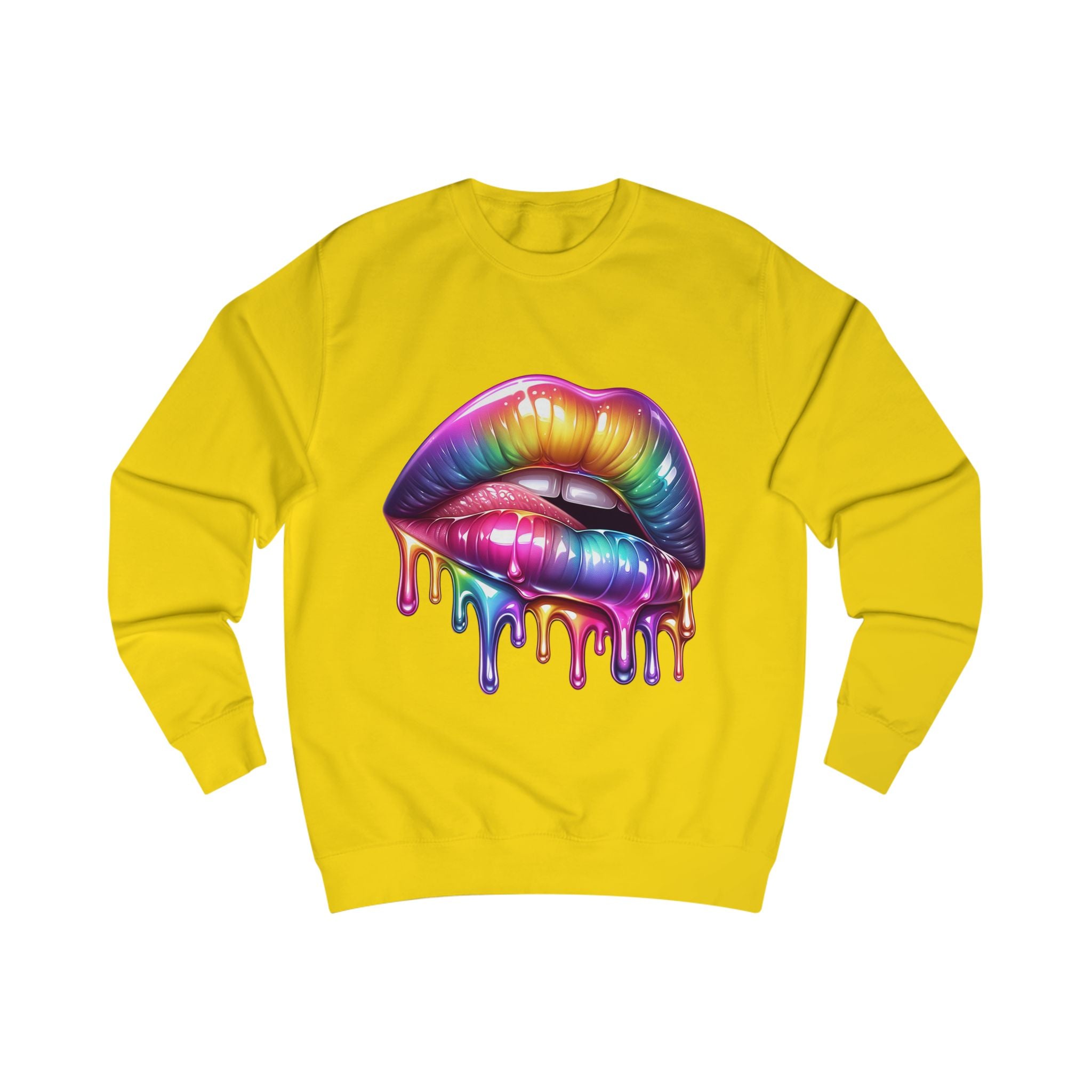 "Colorful Drippy Lips" Sweatshirt, Unisex Rainbow Apparel, Graphic Sweatshirt, Trendy Streetwear, Pride Gift, Festival Outfit