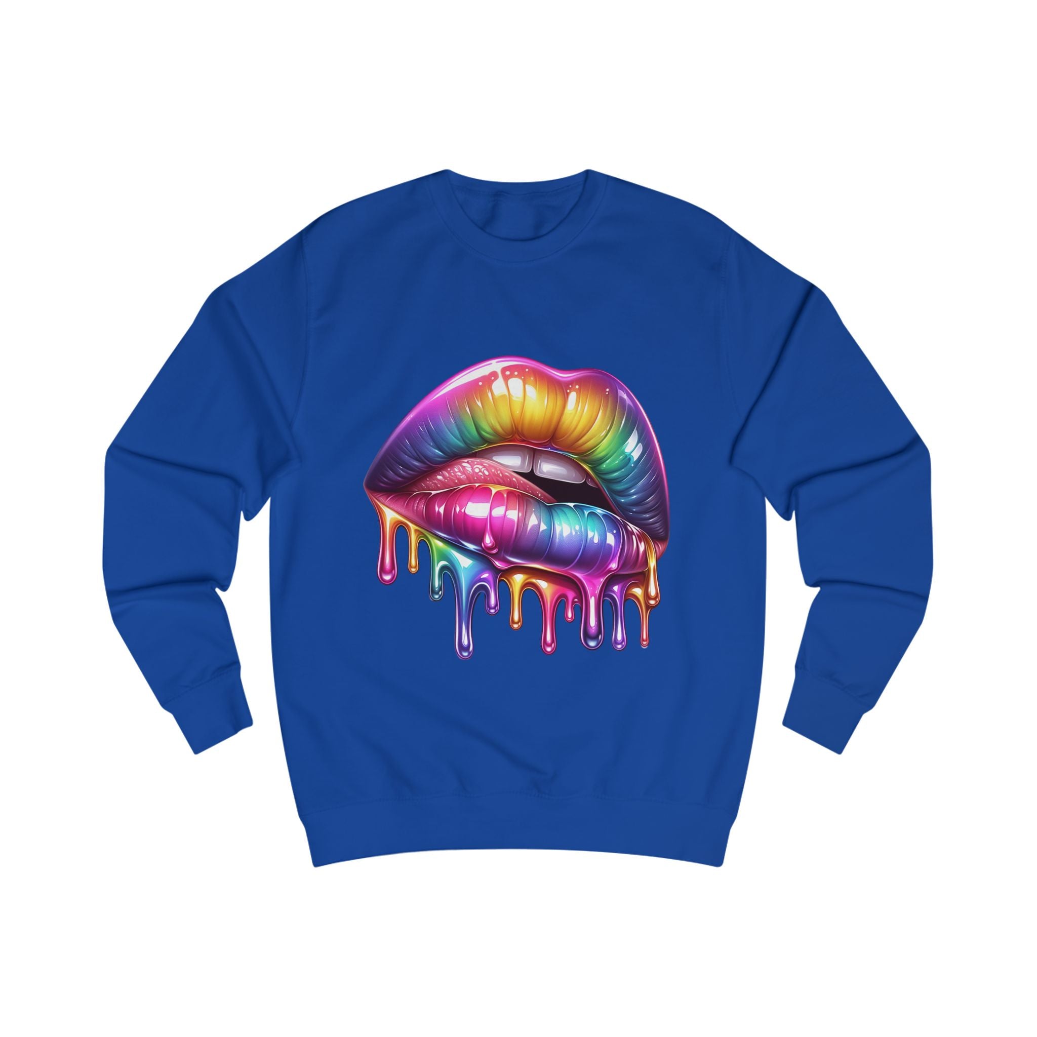 "Colorful Drippy Lips" Sweatshirt, Unisex Rainbow Apparel, Graphic Sweatshirt, Trendy Streetwear, Pride Gift, Festival Outfit