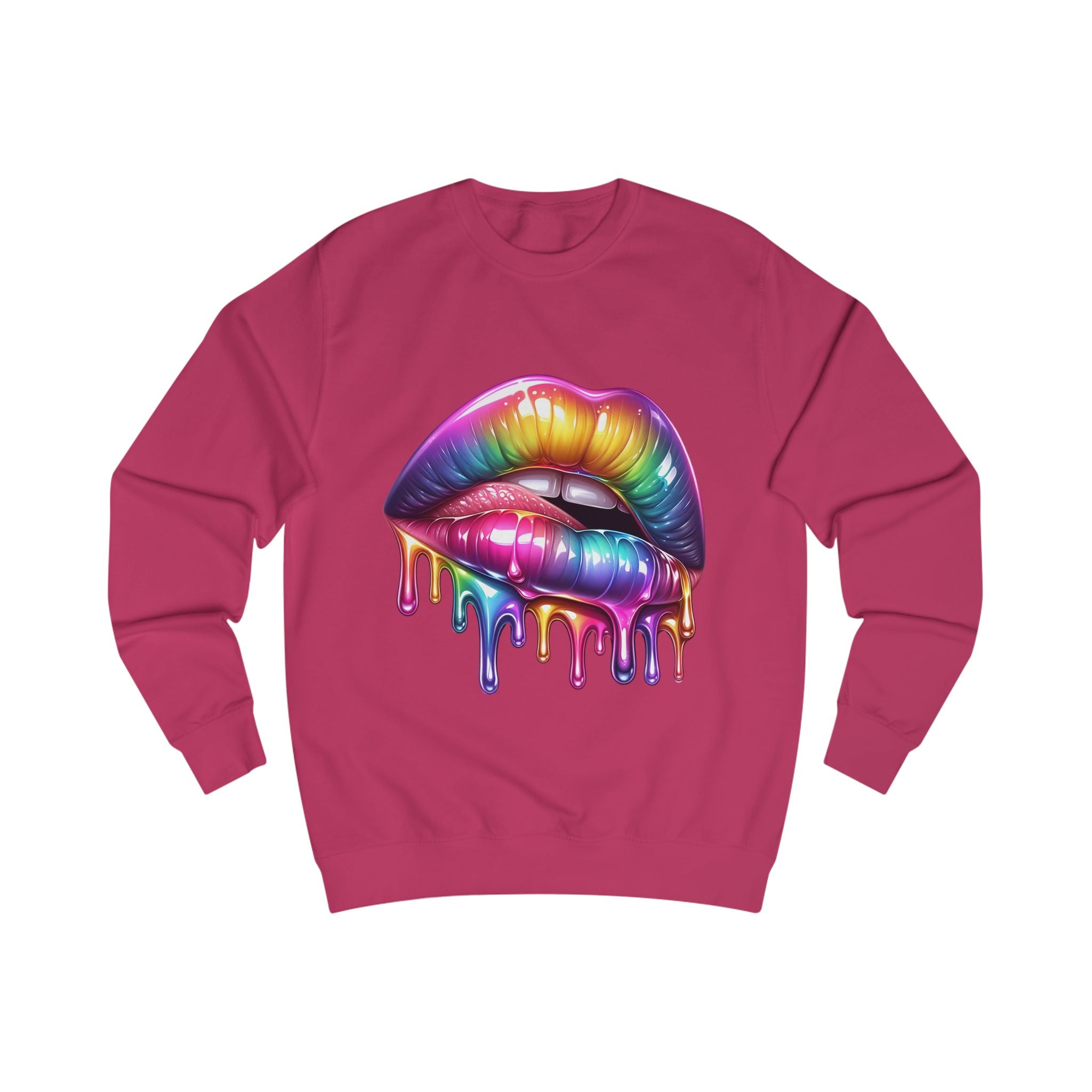 "Colorful Drippy Lips" Sweatshirt, Unisex Rainbow Apparel, Graphic Sweatshirt, Trendy Streetwear, Pride Gift, Festival Outfit