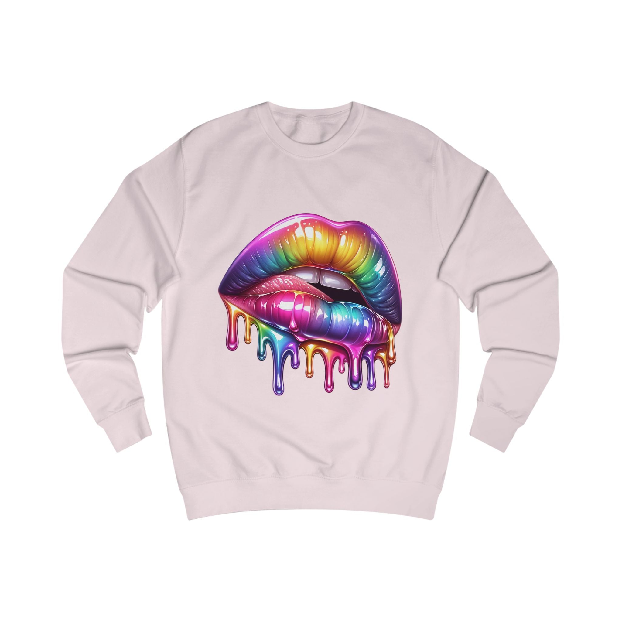 "Colorful Drippy Lips" Sweatshirt, Unisex Rainbow Apparel, Graphic Sweatshirt, Trendy Streetwear, Pride Gift, Festival Outfit
