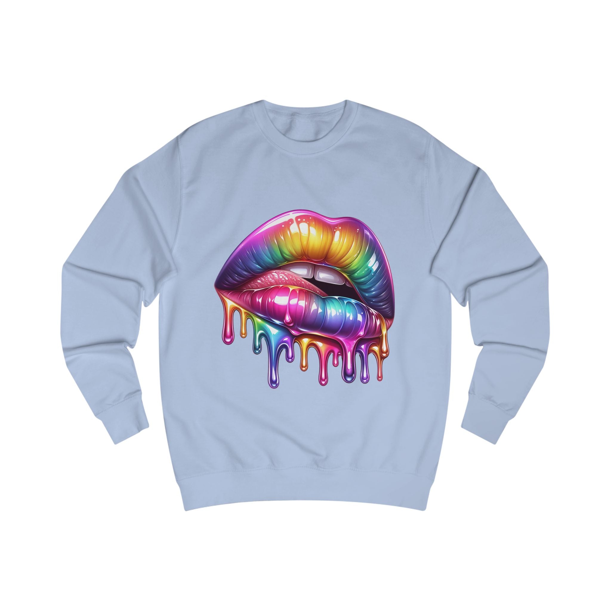 "Colorful Drippy Lips" Sweatshirt, Unisex Rainbow Apparel, Graphic Sweatshirt, Trendy Streetwear, Pride Gift, Festival Outfit