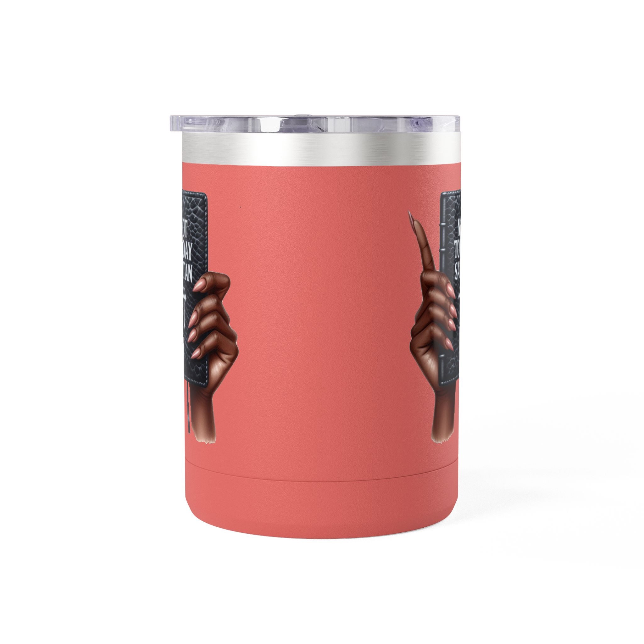Not Today Satan Mug Tumbler — 15oz Insulated Coffee Cup with Bible Graphic