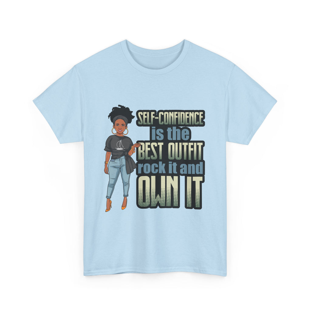 "Self-Confidence" Tee, Motivational T-Shirt, Unisex Heavy Cotton Tee, Casual Wear, Gift for Her, Empowerment Shirt
