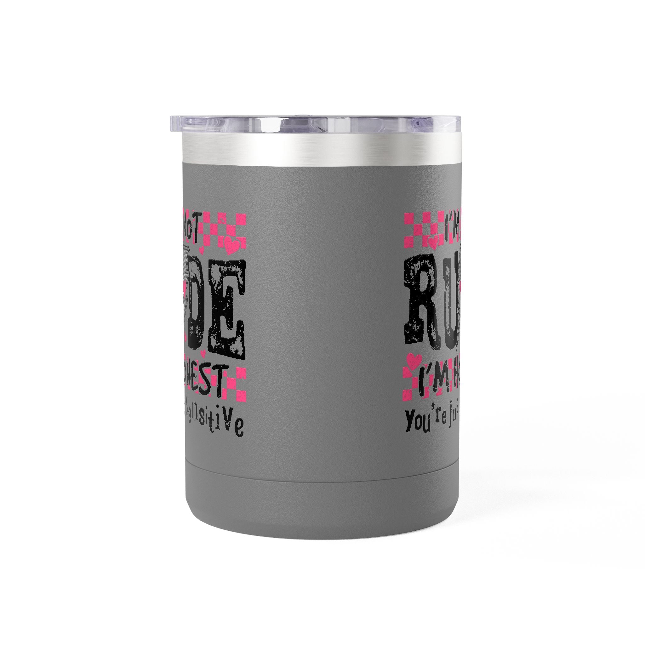 Coffee Mug — “I’m Not Rude, I’m Honest” Pink Checker Lightning Tumbler (15oz)