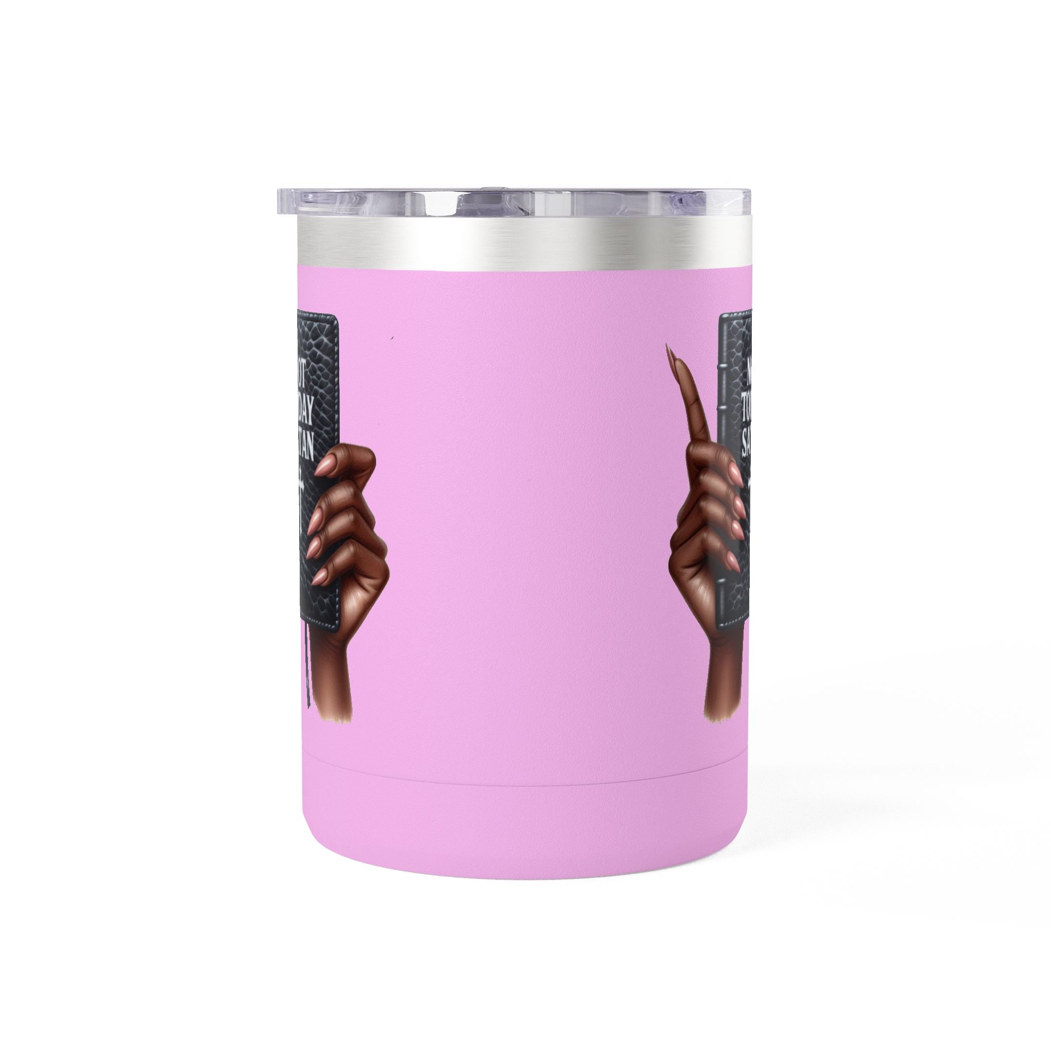 Not Today Satan Mug Tumbler — 15oz Insulated Coffee Cup with Bible Graphic