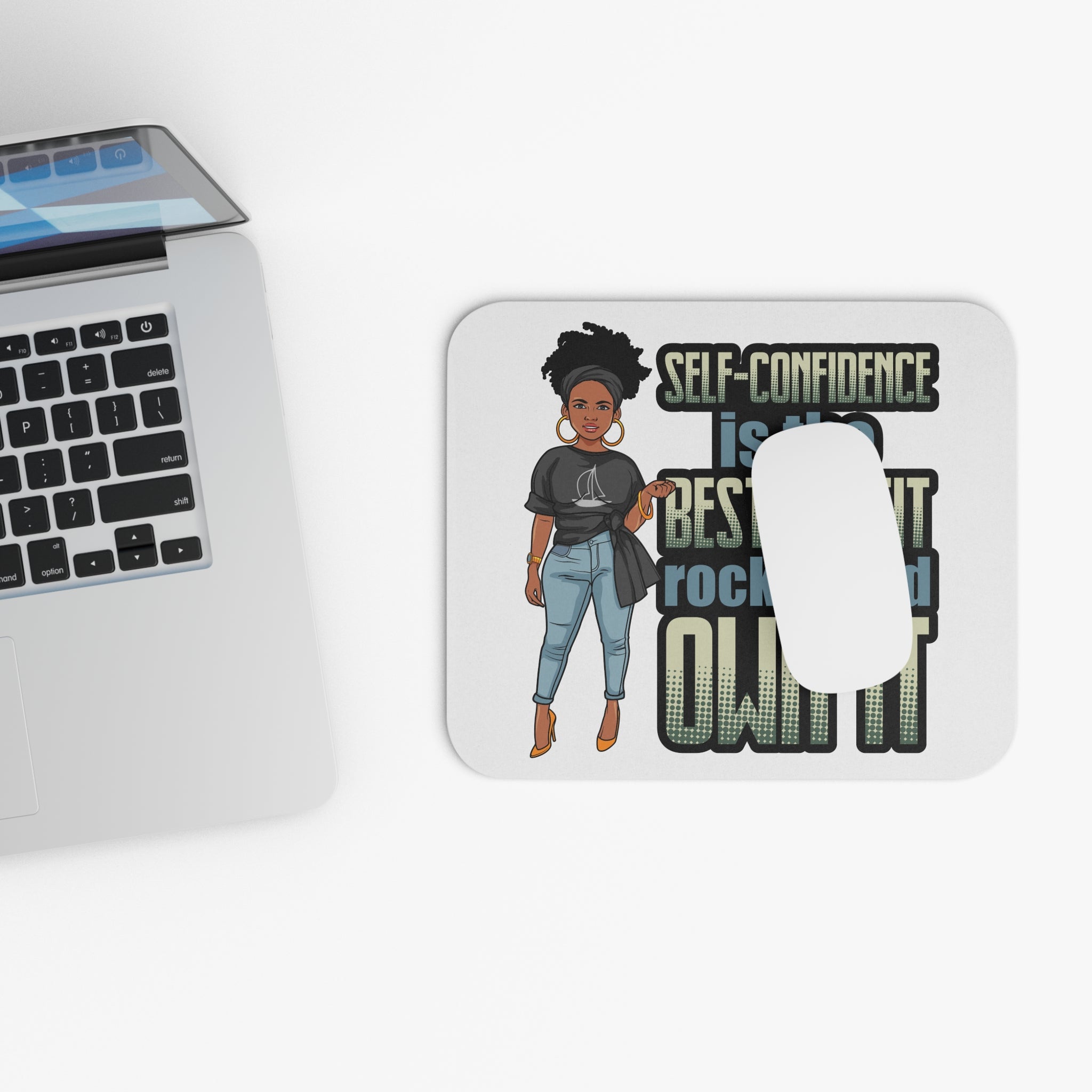 " Self-confidence is the best outfit, rock it and own it" Mouse Pad (Rectangle)