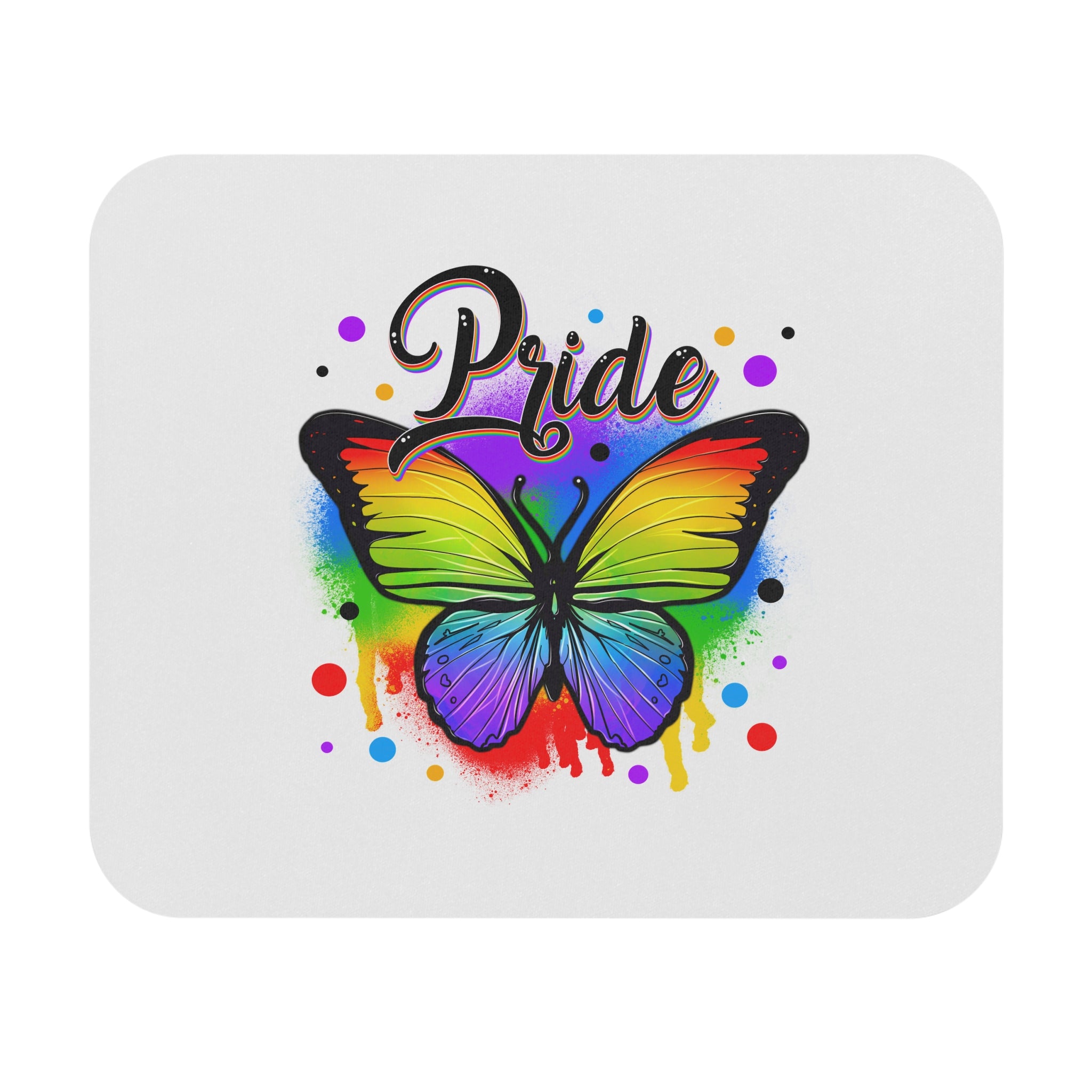 Pride Rainbow Butterfly Mouse Pad — Colorful LGBTQ+ Desk Mat