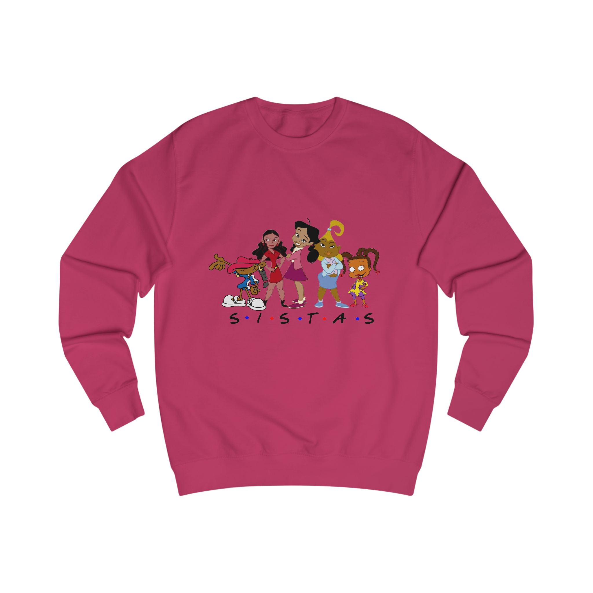 "Sisters" Unisex Sweatshirt, Cozy Gift for Friends, Cartoon Apparel, Cute Graphic Tops, Casual Fashion for Celebrations