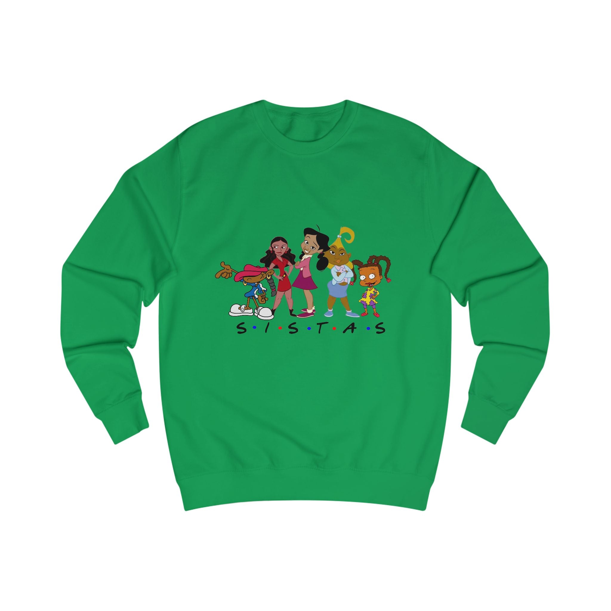 "Sisters" Unisex Sweatshirt, Cozy Gift for Friends, Cartoon Apparel, Cute Graphic Tops, Casual Fashion for Celebrations