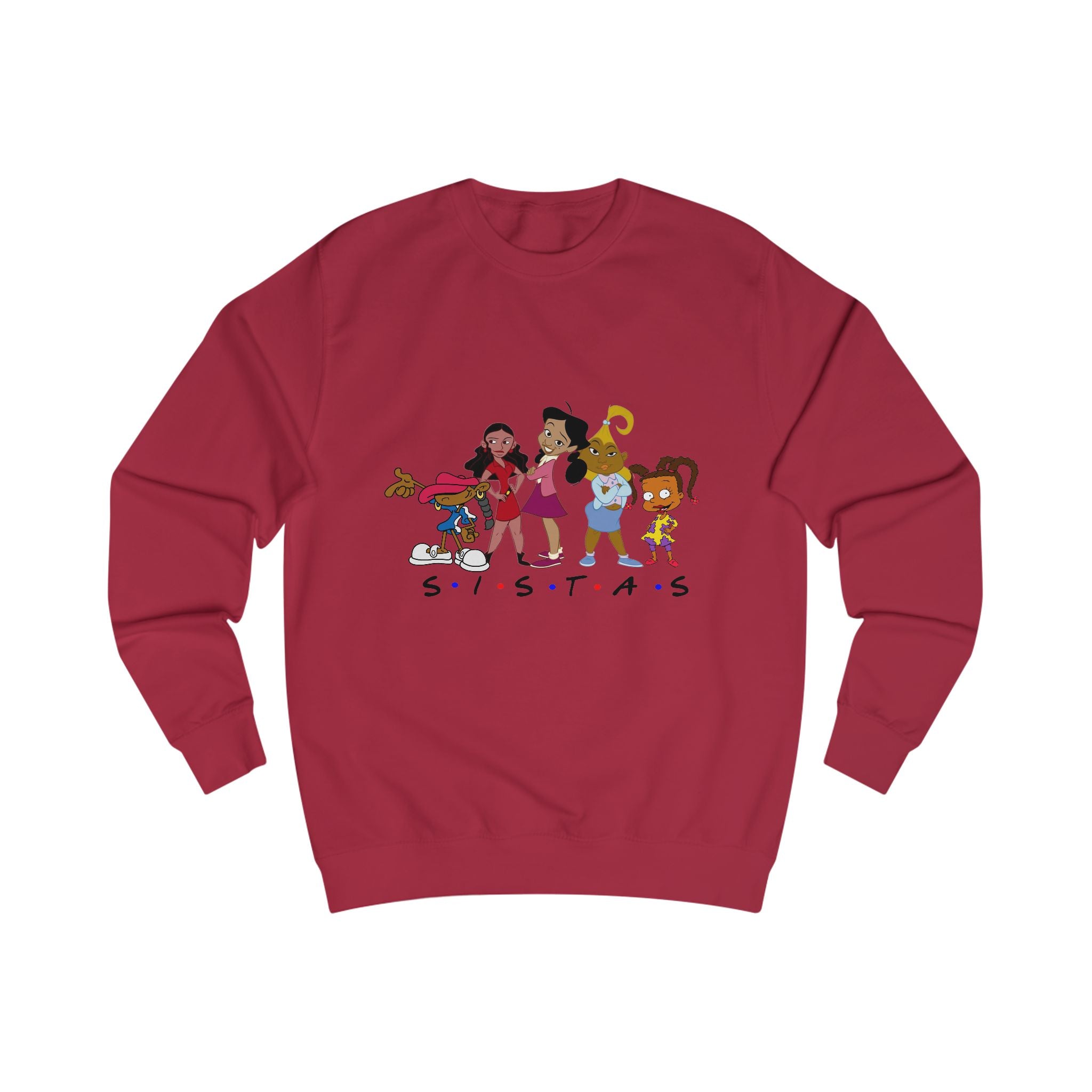 "Sisters" Unisex Sweatshirt, Cozy Gift for Friends, Cartoon Apparel, Cute Graphic Tops, Casual Fashion for Celebrations