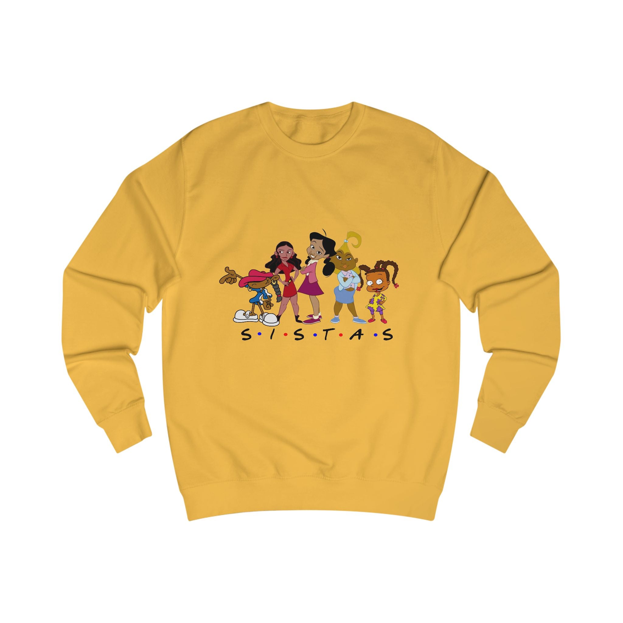 "Sisters" Unisex Sweatshirt, Cozy Gift for Friends, Cartoon Apparel, Cute Graphic Tops, Casual Fashion for Celebrations
