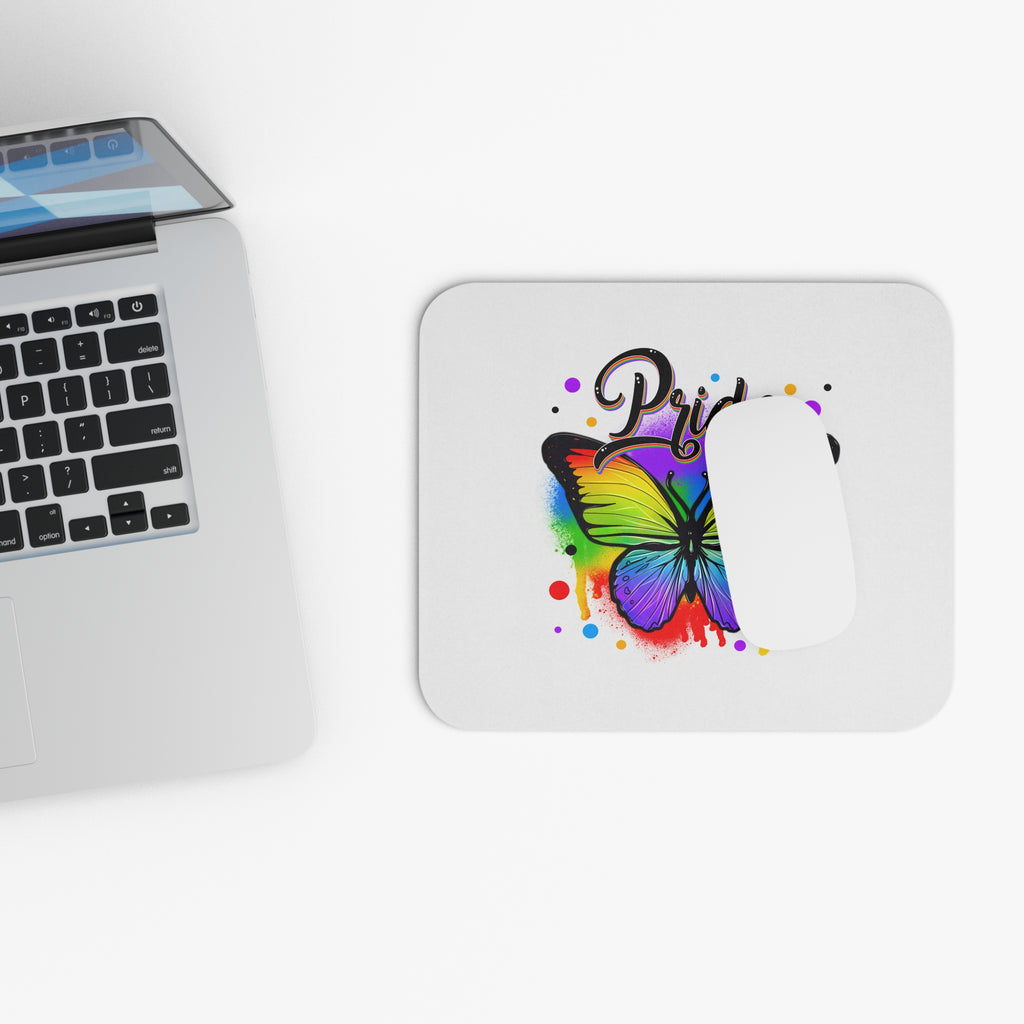 Pride Rainbow Butterfly Mouse Pad — Colorful LGBTQ+ Desk Mat