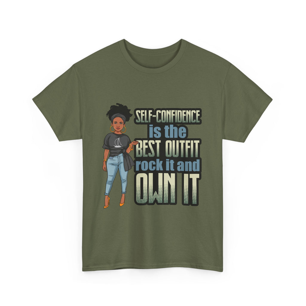 "Self-Confidence" Tee, Motivational T-Shirt, Unisex Heavy Cotton Tee, Casual Wear, Gift for Her, Empowerment Shirt