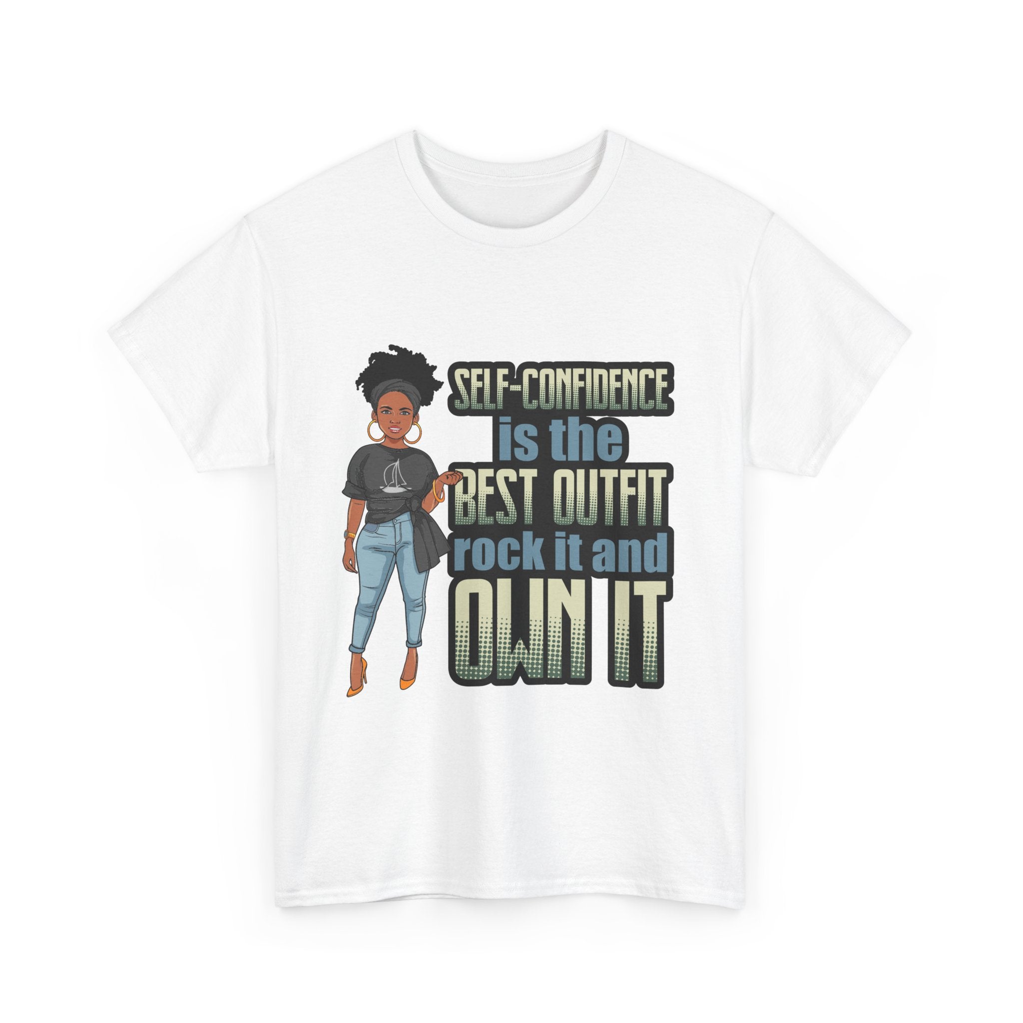 "Self-Confidence" Tee, Motivational T-Shirt, Unisex Heavy Cotton Tee, Casual Wear, Gift for Her, Empowerment Shirt