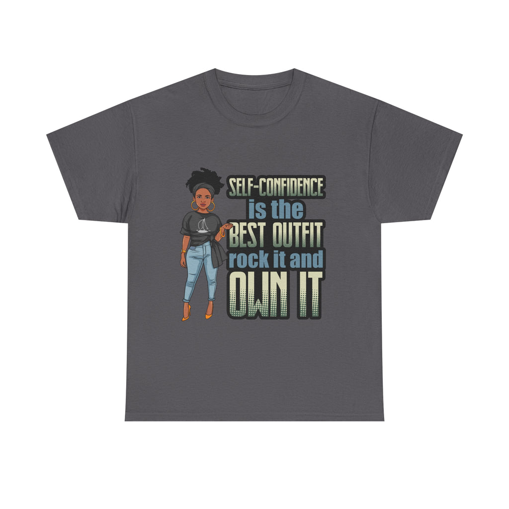 "Self-Confidence" Tee, Motivational T-Shirt, Unisex Heavy Cotton Tee, Casual Wear, Gift for Her, Empowerment Shirt