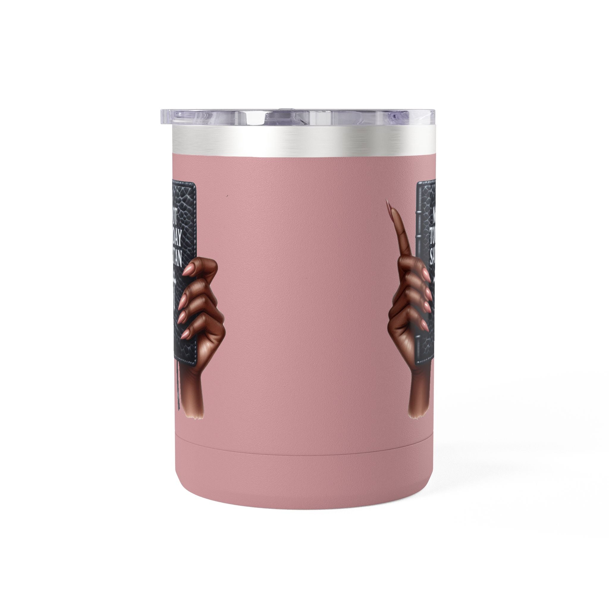 Not Today Satan Mug Tumbler — 15oz Insulated Coffee Cup with Bible Graphic