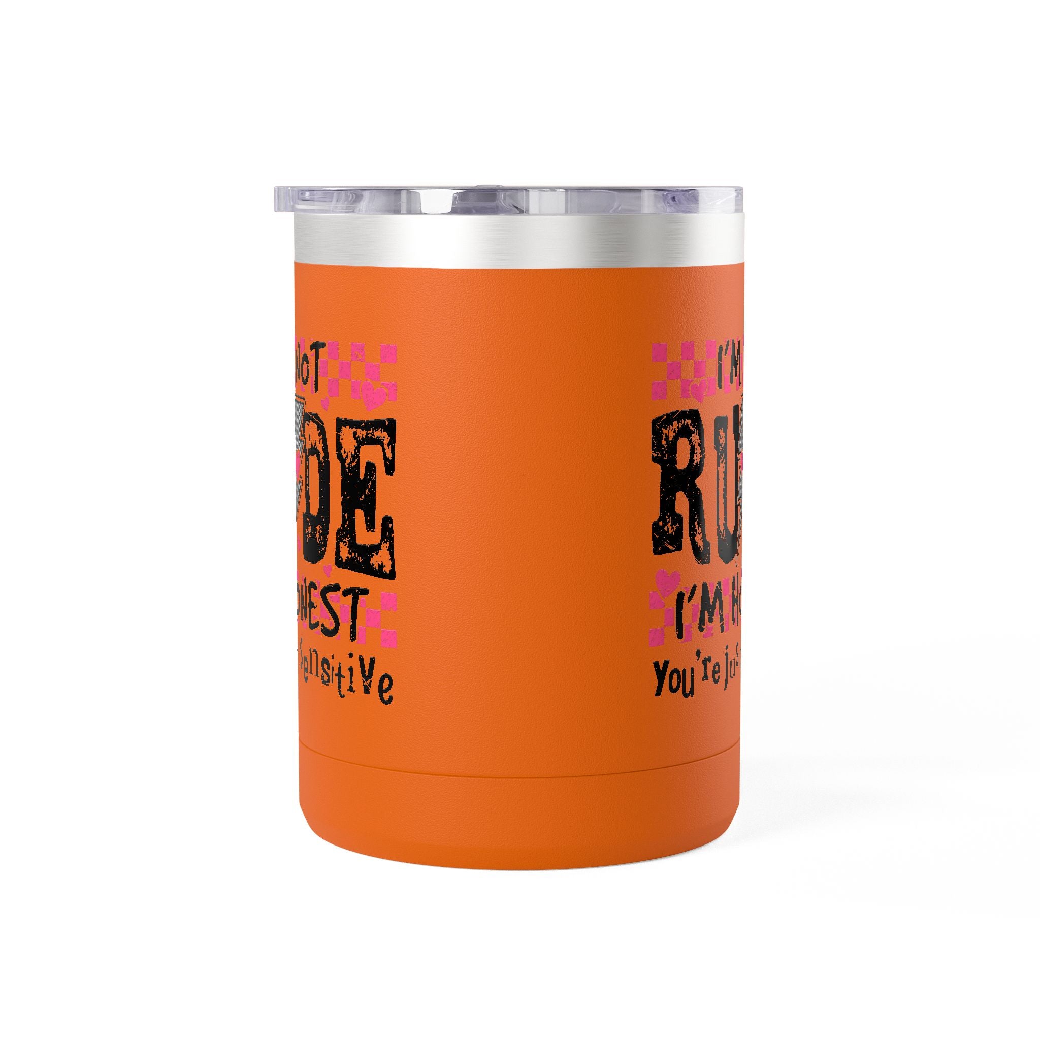 Coffee Mug — “I’m Not Rude, I’m Honest” Pink Checker Lightning Tumbler (15oz)